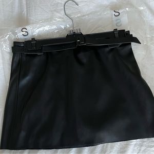 Black faux leather skirt